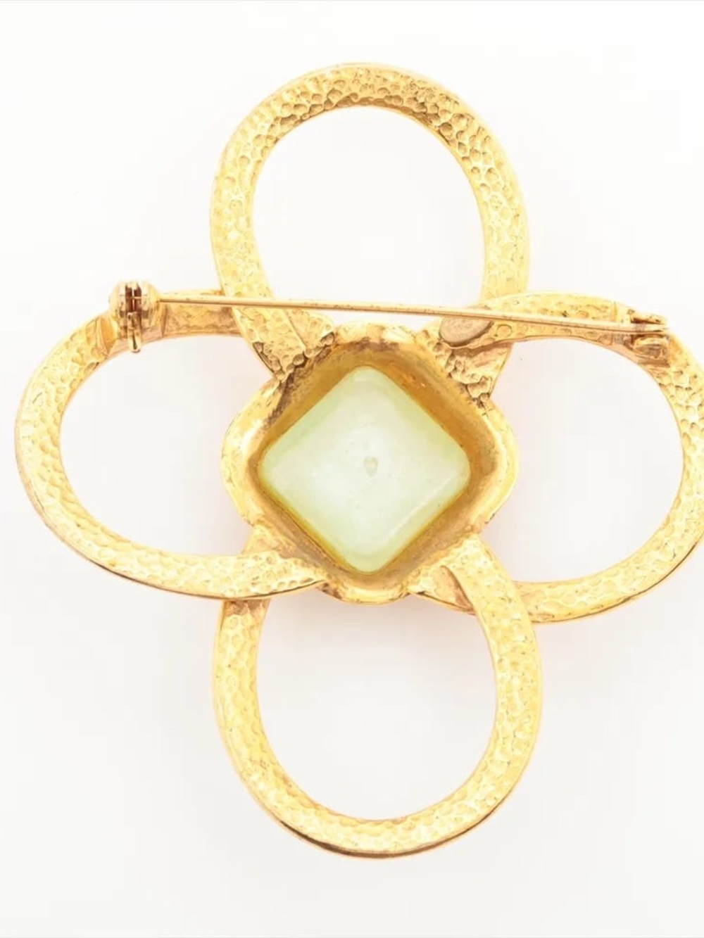 Authentic CHANEL 1996 Gripoix stone gold plated brooch - Picture 10 of 11